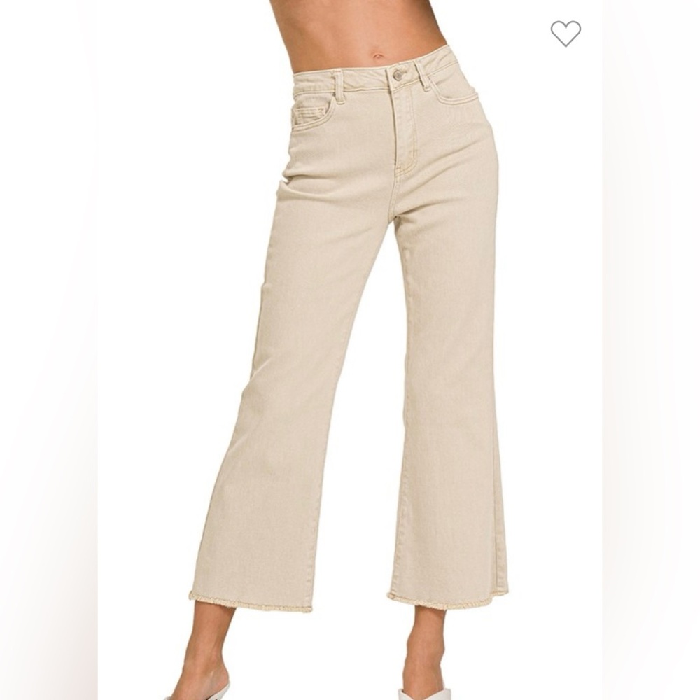High Waist Frayed Hem Denim Pants NWT